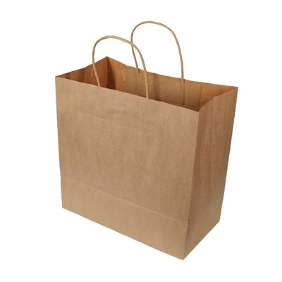 Recyclable recycle brown or white kraft paper bags different handles