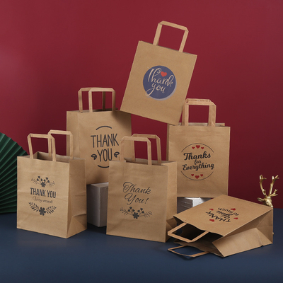 New and Original Disposable Gift Box Bread Packaging Craft For Food Brown Kraft Paper With Handle Flat Paper Bag