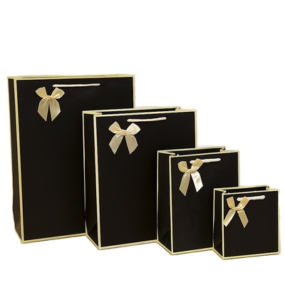 Recyclable Small Rose Gold Black Gift Bags Baby Custom Black Jewelry Shiny Logo Paper Bag and Gift Bag Flower