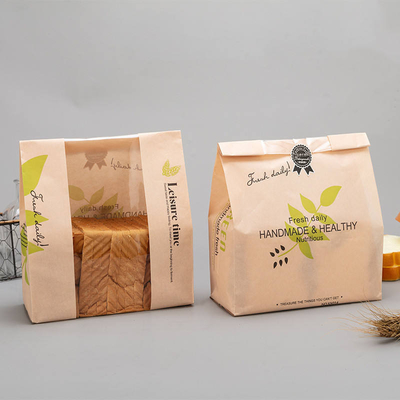 Recyclable Food Grade Bread Paper Bag , Printed Logo Plain Thin Paper Bags Packaging